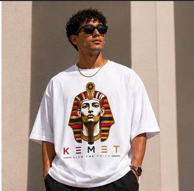 White Oversized Pharaoh Tee with logo