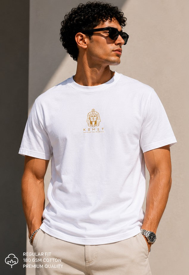 White Regular Fit Tee with logo